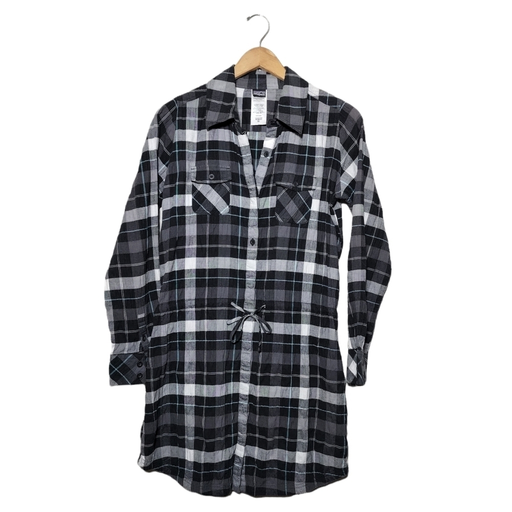 PATAGONIA Long-Sleeved Highlands Dress plaid button front size XS